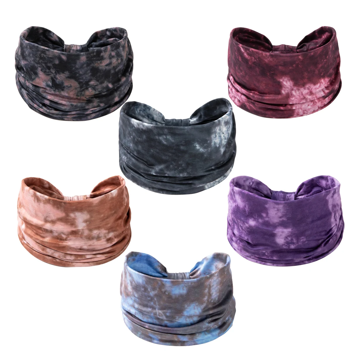 Wide Boho Headbands Women Knotted Headband Non Slip Elastic Hair Bands Tie Dye Turban Head Wraps Workout Yoga Sports Sweatbands