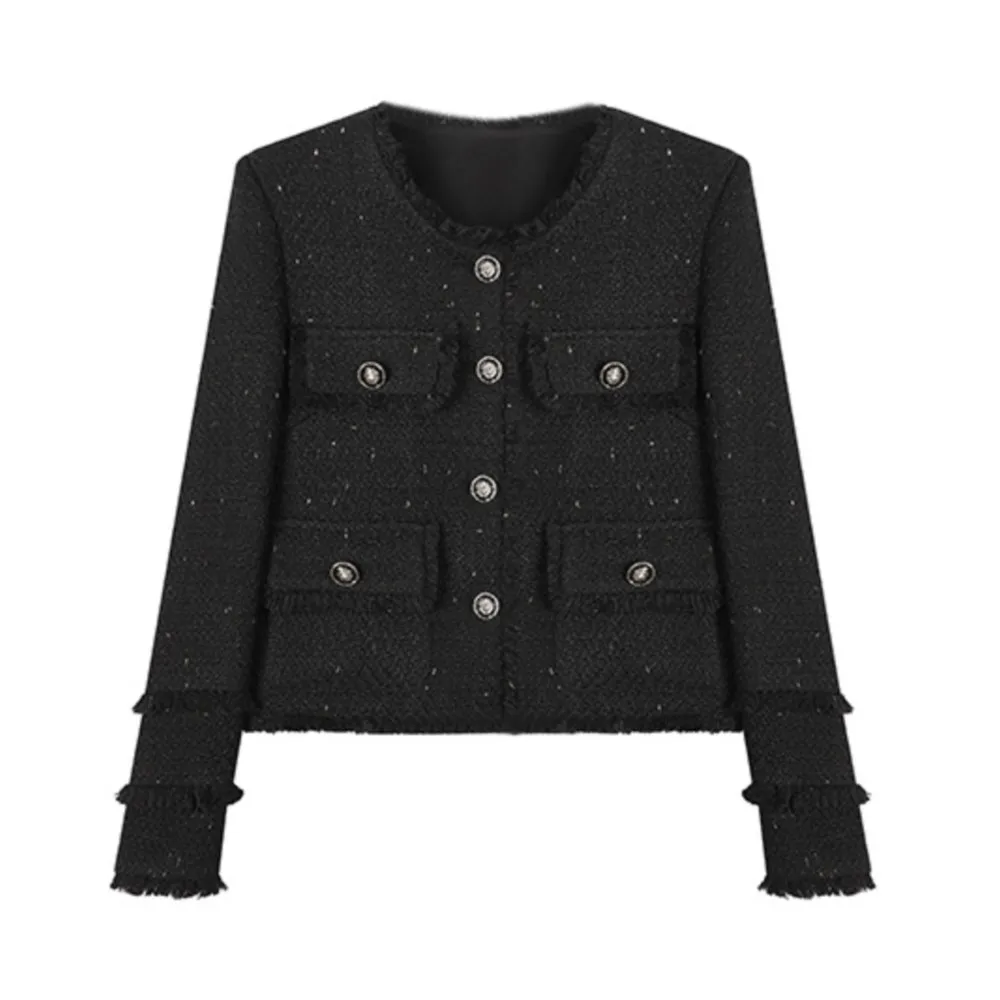 Black small fragrance coat women's new autumn braided short top