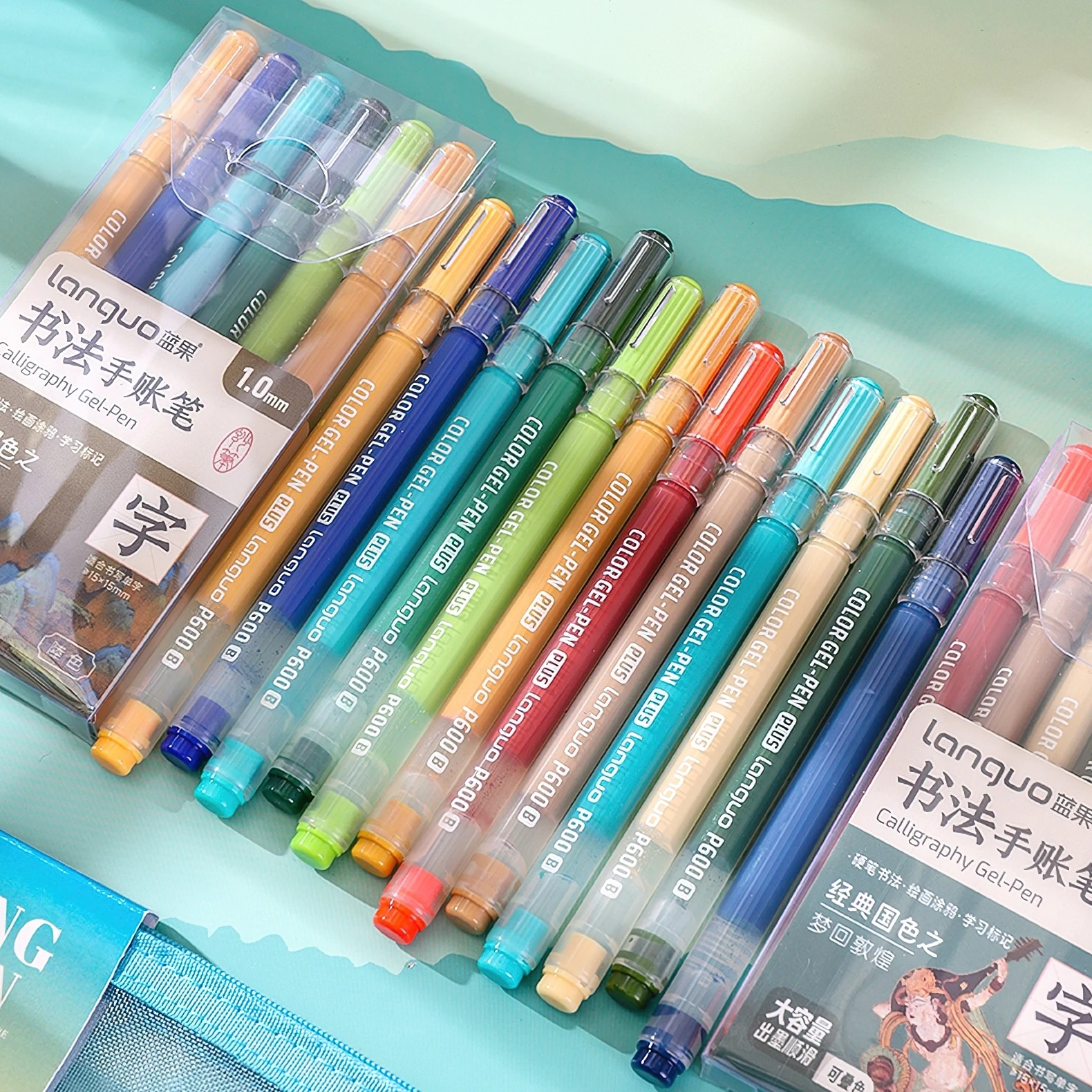 

6pcs Calligraphy Gel Pens Set Bold 1.0mm Ballpoint Multi Color for Writing Drawing Painting Marker F7722