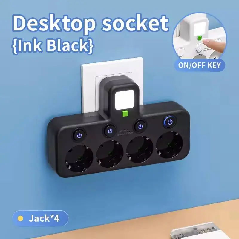 EU-stekkerdoos met twee stopcontacten, met of zonder USB-C-poort, wandlader voor thuis of kantoor, met bedlampje
