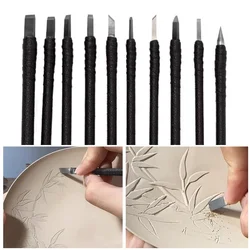 10pcs Pottery Tungsten Steel Knife DIY Ceramic Blank Carving Repair Modeling Plaster Super Hard Wear-resistant Turning Tools
