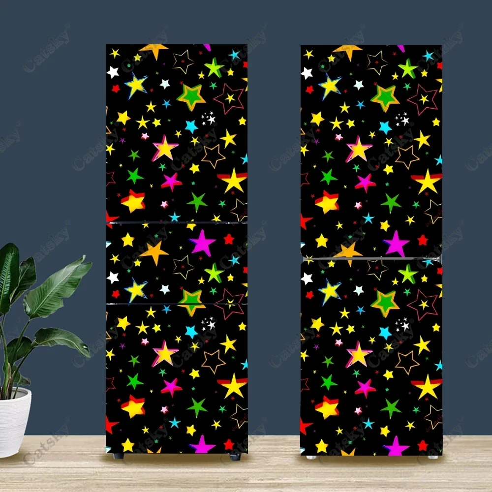 Star colorful five-pointed star Refrigerator Stickers Home Decor Kitchen Murals Wall Stickers Vinyl Self-Adhesive Party Stickers