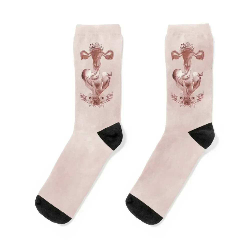 

Obgyn Art - Medical Floral Design for Obstetrician Gynecologist Midwife Doula Socks Toe sports loose heated Women's Socks Men's