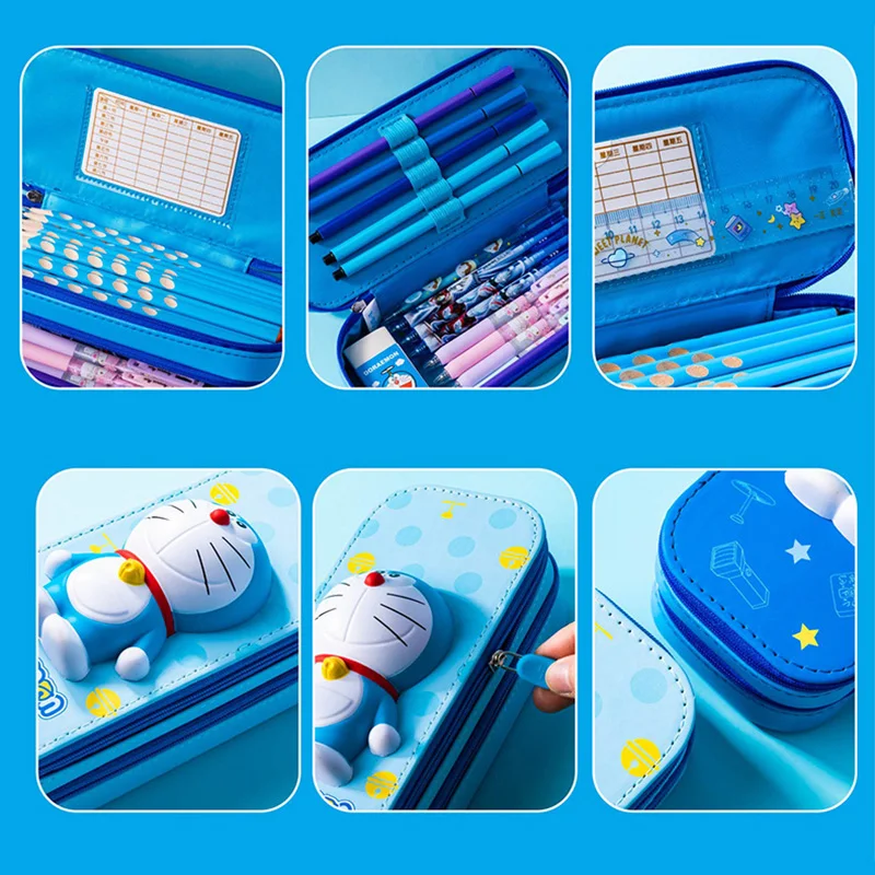 Doraemon Pu Large Capacity Pencil Case School Multifunction Pen Case Pencil Bags Pencils Pouch Students Stationery Supplies