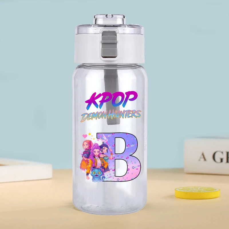 600 مللي KPop شيطان الصيادين زجاجة ماء شفافة الكرتون رسالة مطبوعة أكواب الطلاب المحمولة موضة كوب ماء رياضي الهدايا #3