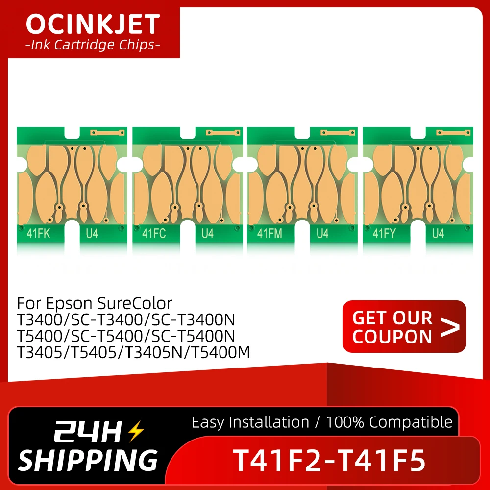 New T41F T41F2 T41F3 T41F4 T41F5 Ink Cartridge Chip For Epson SureColor T3400 T5400 T3405 T5405 T3400N T3405N T5400M Printer