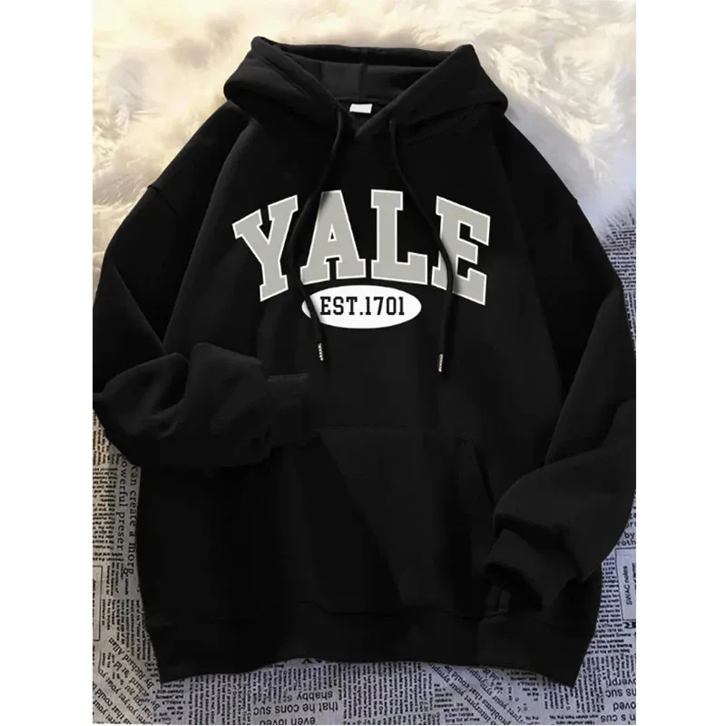 Yale University Sudadera con capucha estampada de manga larga unisex Sudadera informal Ropa deportiva para adultos Jersey clásico simple de moda Top