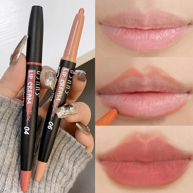 Matte Nude Lipliner Lippenstift Potlood Waterdichte Anti-Stick Cup Sexy Lip Tint Lippenstift Duurzame Lip Liner Make-Up Cosmetica Voor Vrouwen