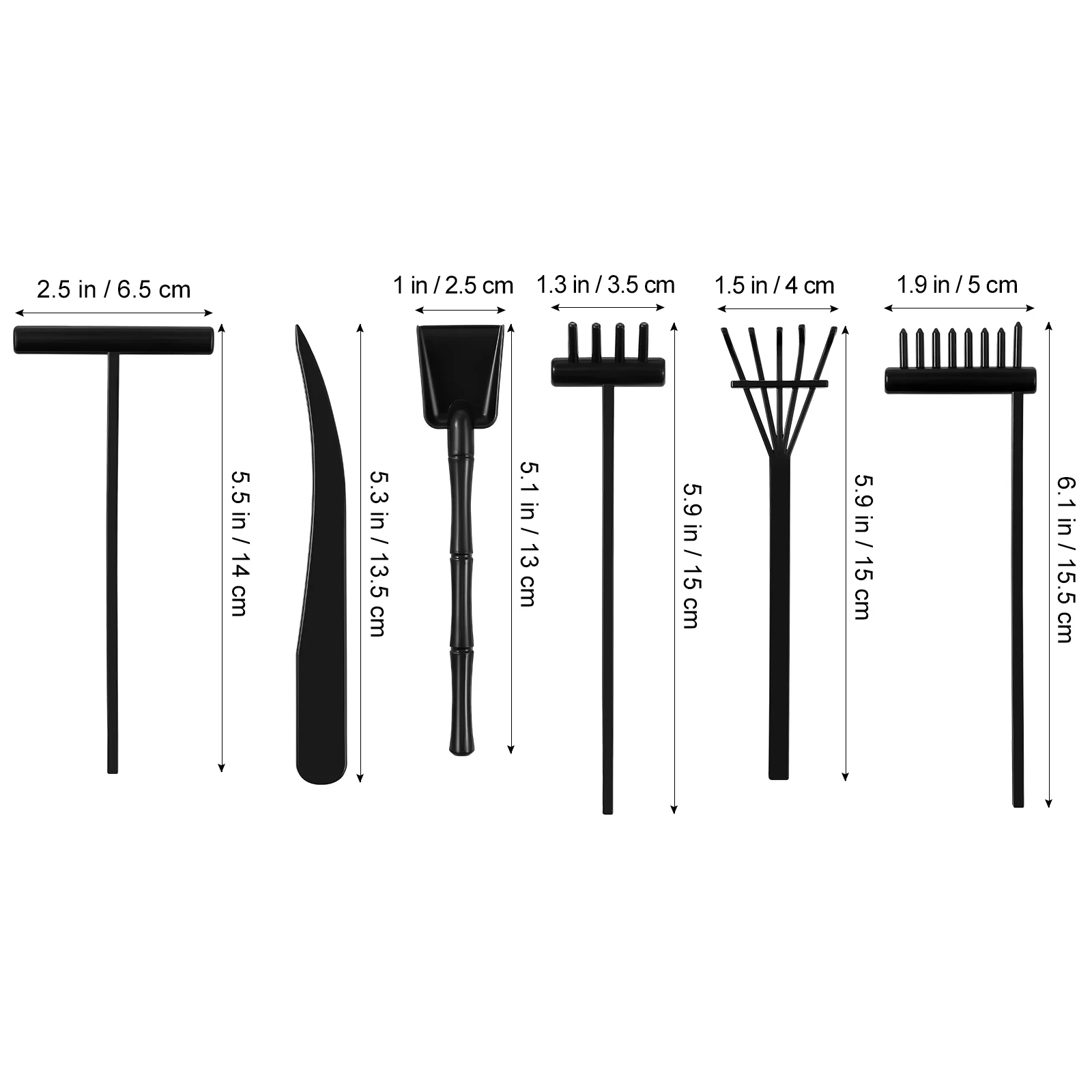 6 Pcs 미니 선 가든 레이크 홈 오피스 데스크탑 장식을위한 플라스틱 모래 도구 재사용 가능한 경량 라인 파도 꽃 만들기