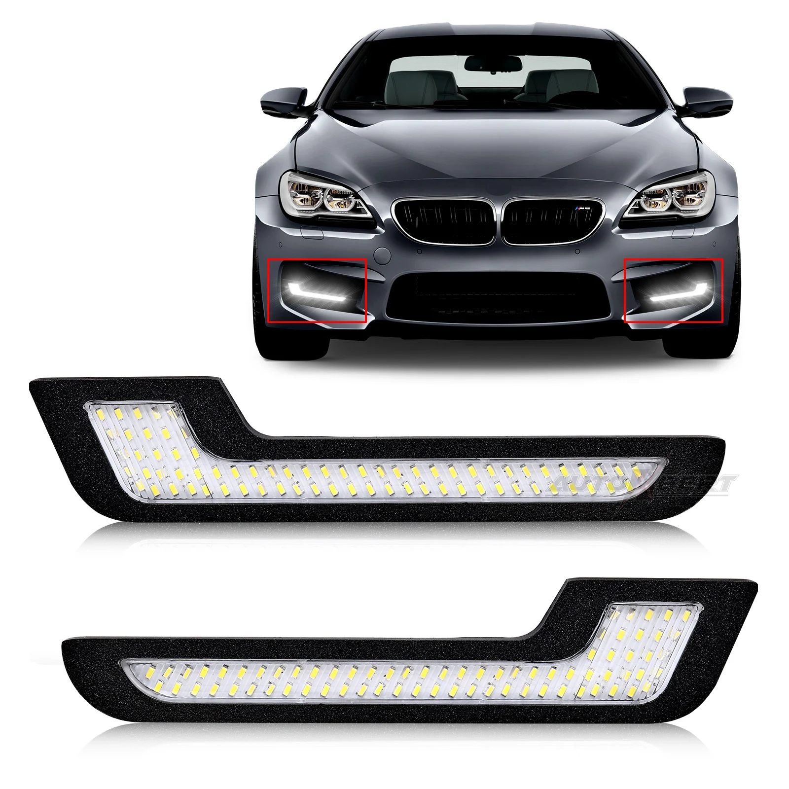 2x Universal  Daytime Running Lights LED White Light L-Shape Strips 72 SMD Glass Lens with Back Sticker 12V DRL DIY LED Lamp Car