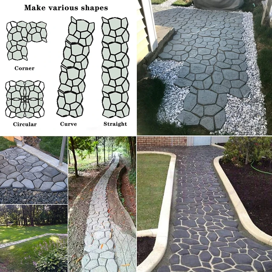 2PCS Garden Walk Pavement Mold DIY Manually Paving Cement Brick Stone Road Concrete Molds Path Maker Wielokrotnego użytku Garden Stone Road