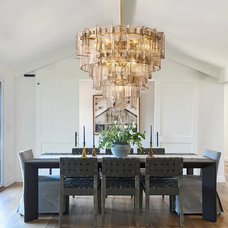 Nordic Classic Brushed Gold Ceiling Chandelier Glass Light Fixture Vintage 2025 Luxury Hanglamp Living Room Dining Table Lamps