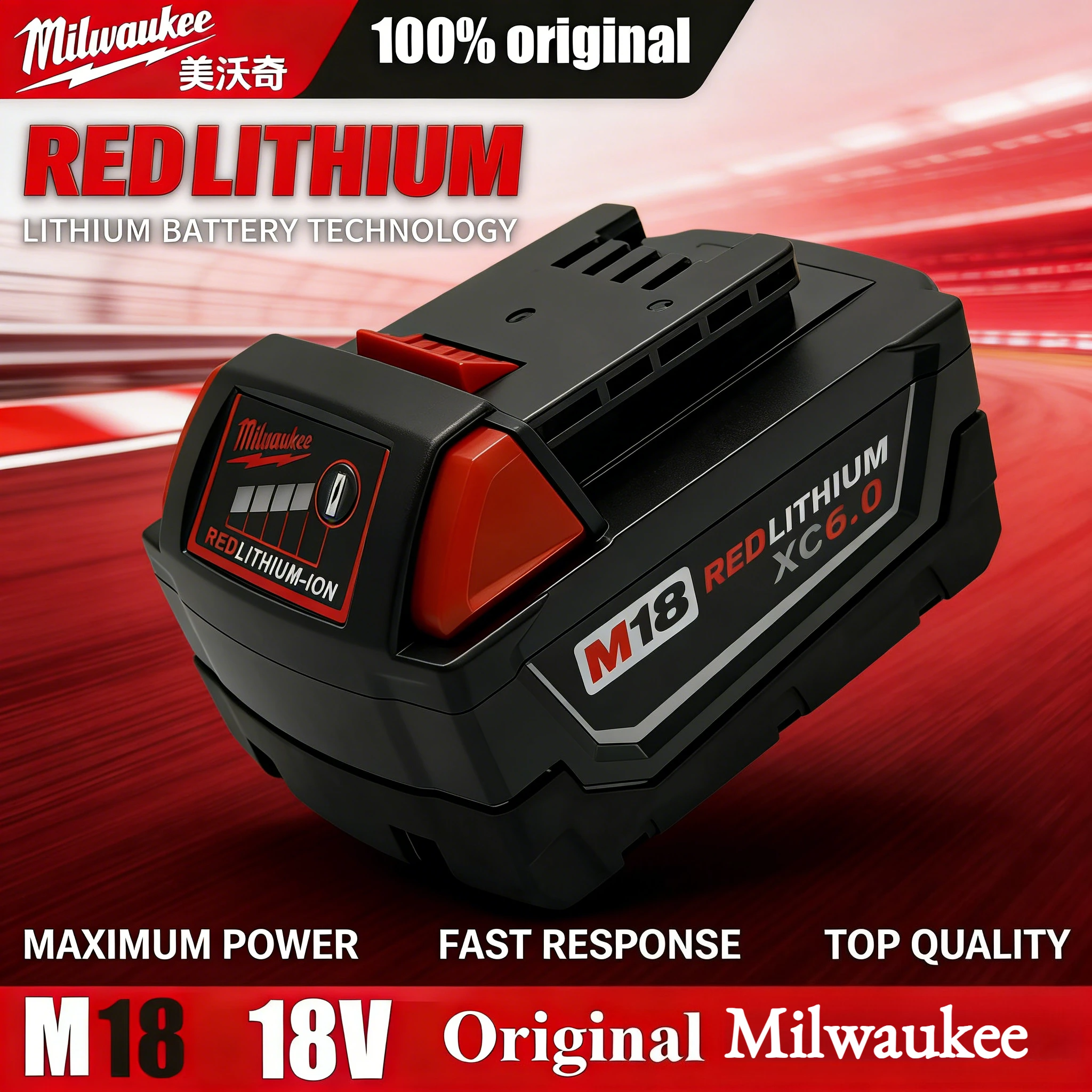 

100%Quality Milwaukee M18 18V XC6.0Ah Battery Compatible with Milwaukee 48-11-1850 And M18 Cordless Power Tools High- Product