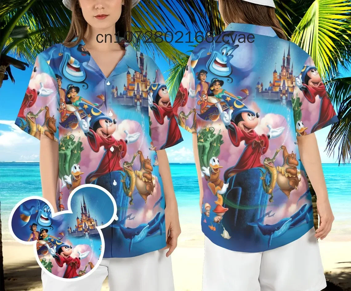 

Mickey Mouse Fantasia Hawaiian Shirt Fashion Summer Short Sleeve Shirt Disney Hawaiian Shirt Beach Button Down Shirt Men