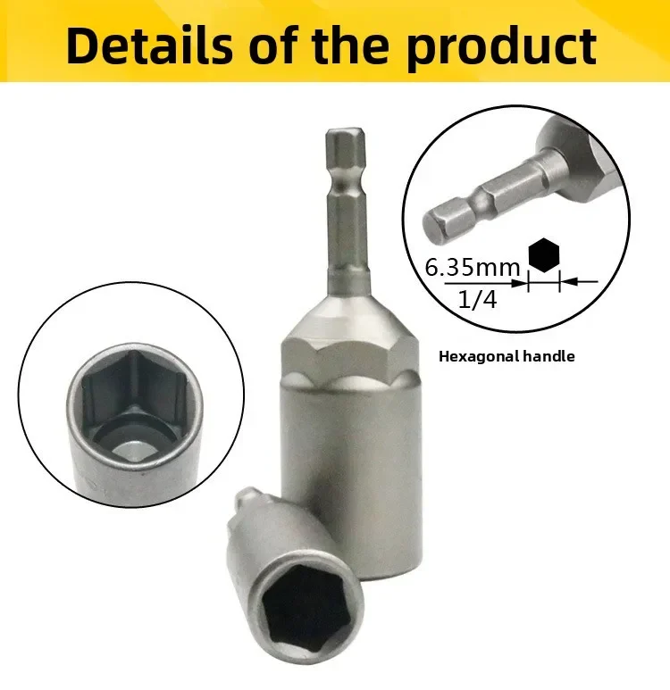 

6-19mm Magnetic Power Nut Driver Set for Impact Drill Quick Change Chuck Socket Wrench Nut Setters 1/4" Hex Shank for Electric