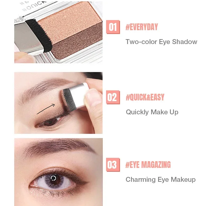 Sombra de ojos perezosa de gradiente de 2 colores, mate brillante, duradera, resistente al agua, profesional, encantador, maquillaje de ojos, cosméticos