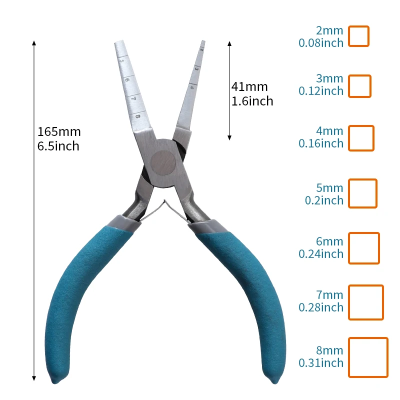 Jewelry Pliers Alloy Steel Square Rite Plier Wire Looping Plier with Laser Scale Non-Slip Handle for Jewelry Wire Pieces Forming