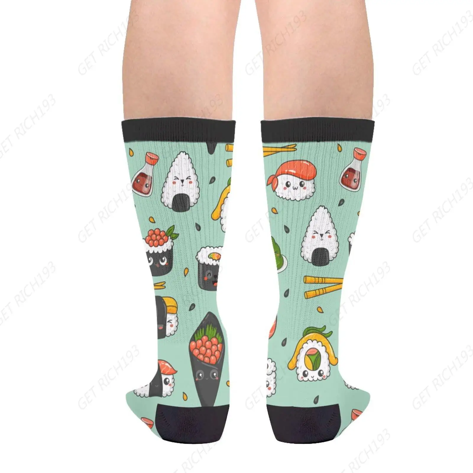 Kawaii Sushi-Socken, lustige Crew-Kleidersocken für Männer und Frauen, bedruckt, Einheitsgröße