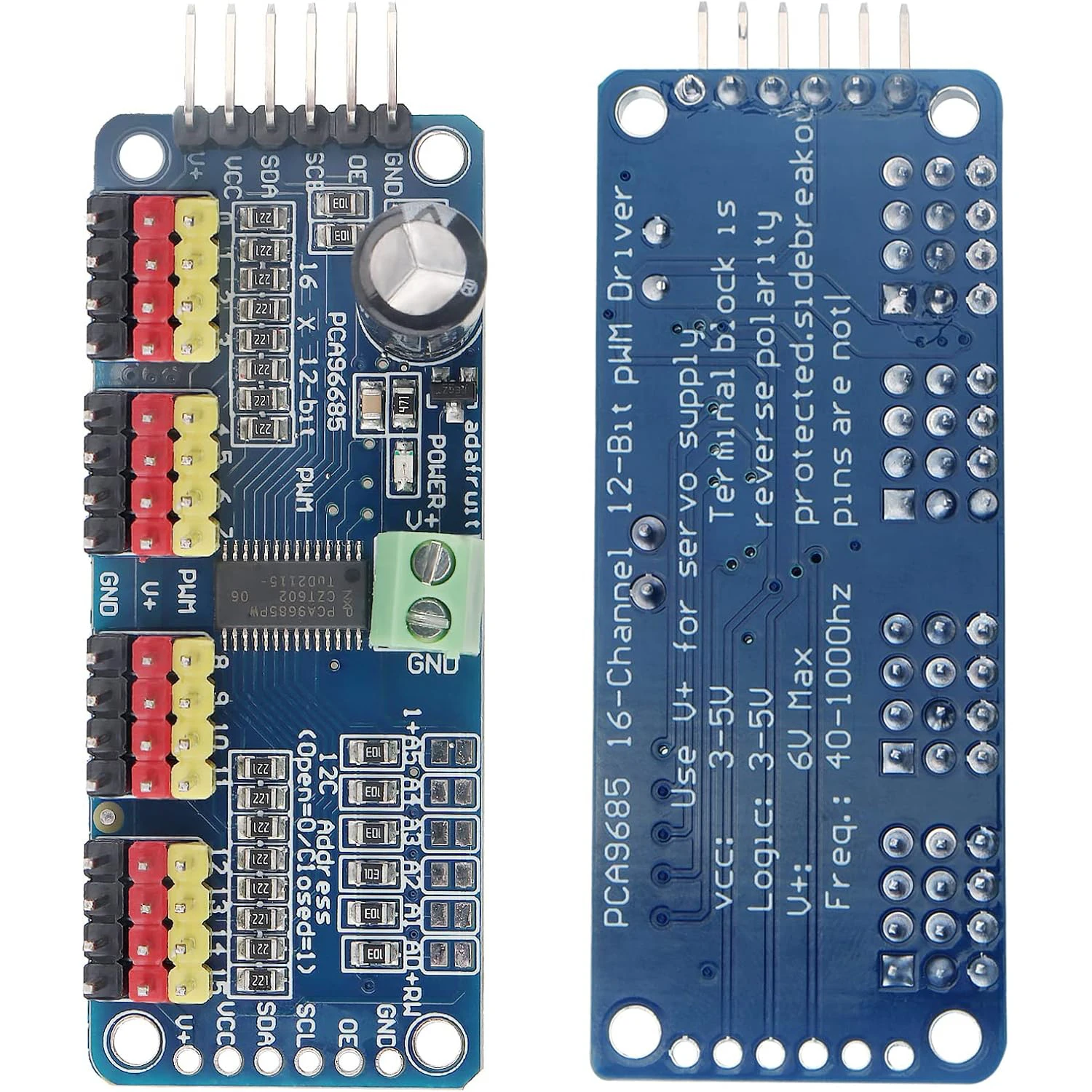 PCA9685 16 Channel 12 bit PWM Servo Motor Driver I2C IIC Module for MG90S SG90 MG995 for Arduino Raspberry