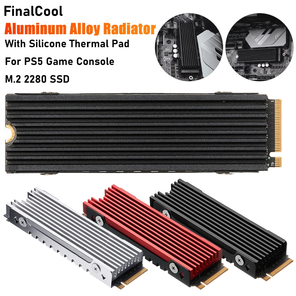 M.2 2280 SSD Cooler NVME NGFF Heat Cooler Radiator Aluminum Alloy Heat-resistance with Thermal Silicone Pad for PS5 Game Console