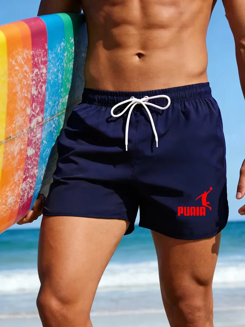 Summer novelty men's beach shorts with drawstring design in multiple colors, suitable for water sports and beach parties