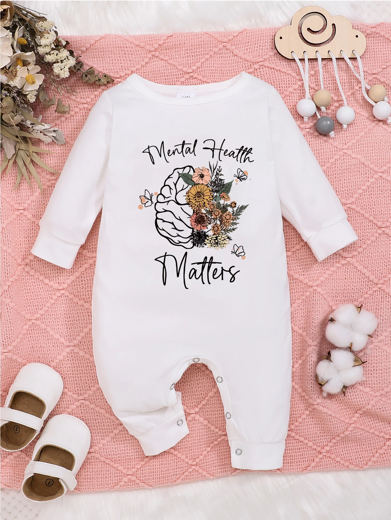 Flower Fairy Baby Outfit 2024 Photography Long Sleeve DIY Letter Love Onesie Boys Girls Playsuit Toddler Bodysuits Jumpsuit