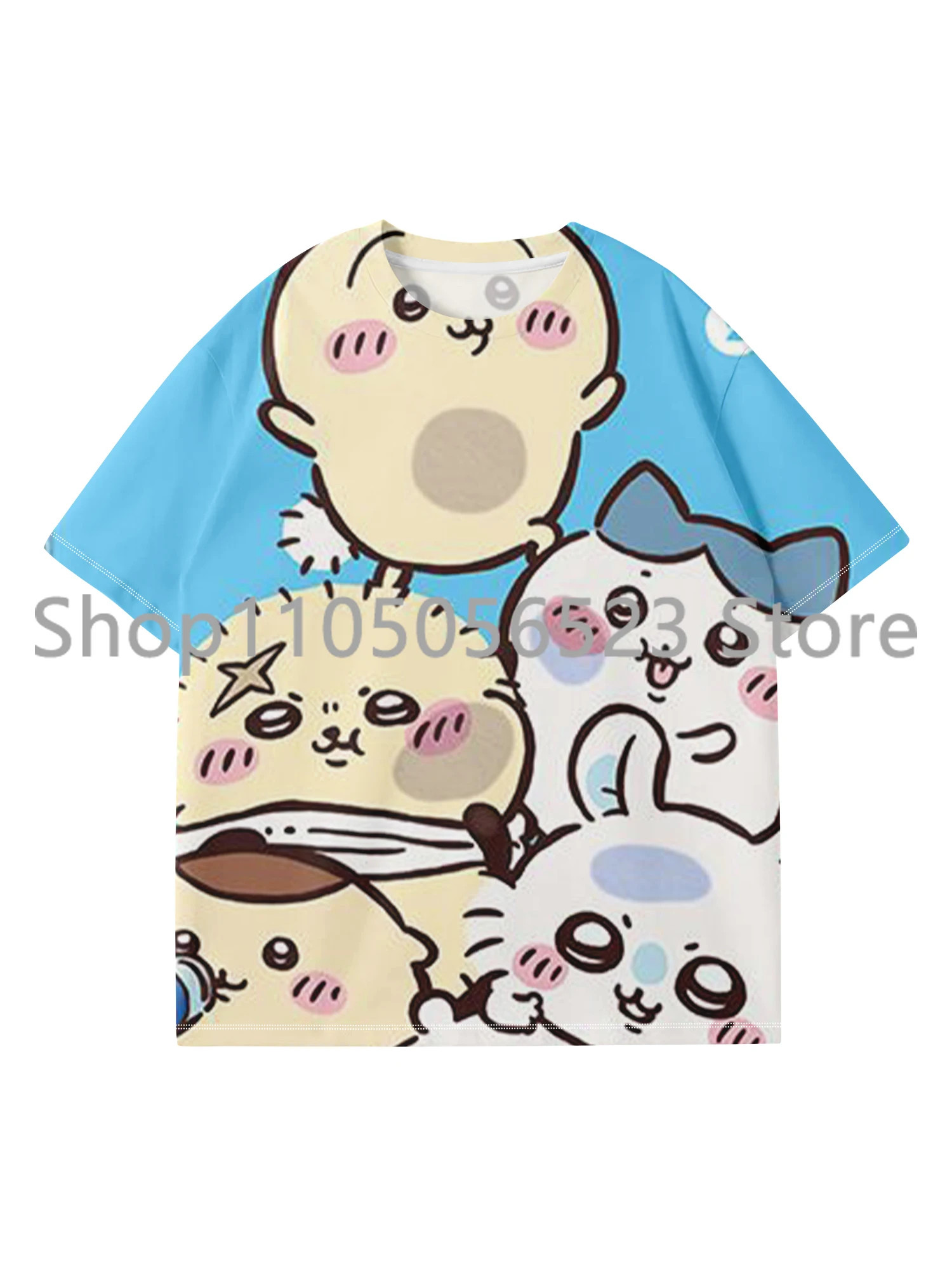 

2025 Miniso Chiikawa, детская, с 3D принтом, для взрослых, с короткими рукавами, летняя хлопковая повседневная спортивная быстросохнущая футболка для мальчиков