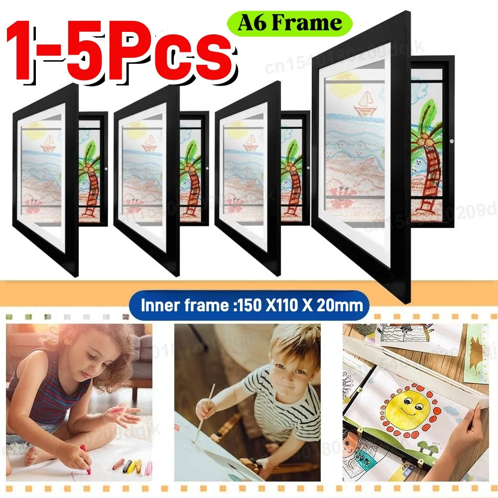 1-5PCS A6 Children Art Frames Magnetic Front Open Changeable Kids Frame for Poster Photo Drawing Paintings Pictures Display