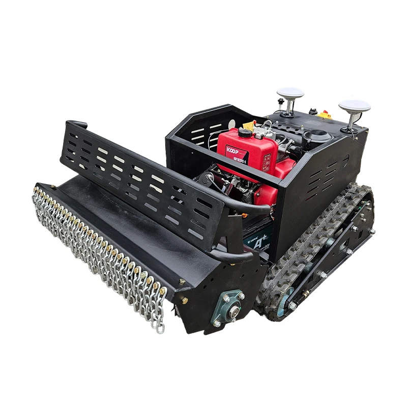 نسخة مطورة GPS الزراعة المطاط محرك الديزل التحكم عن بعد روبوت جزازة العشب Flail مع شهادة CE #2