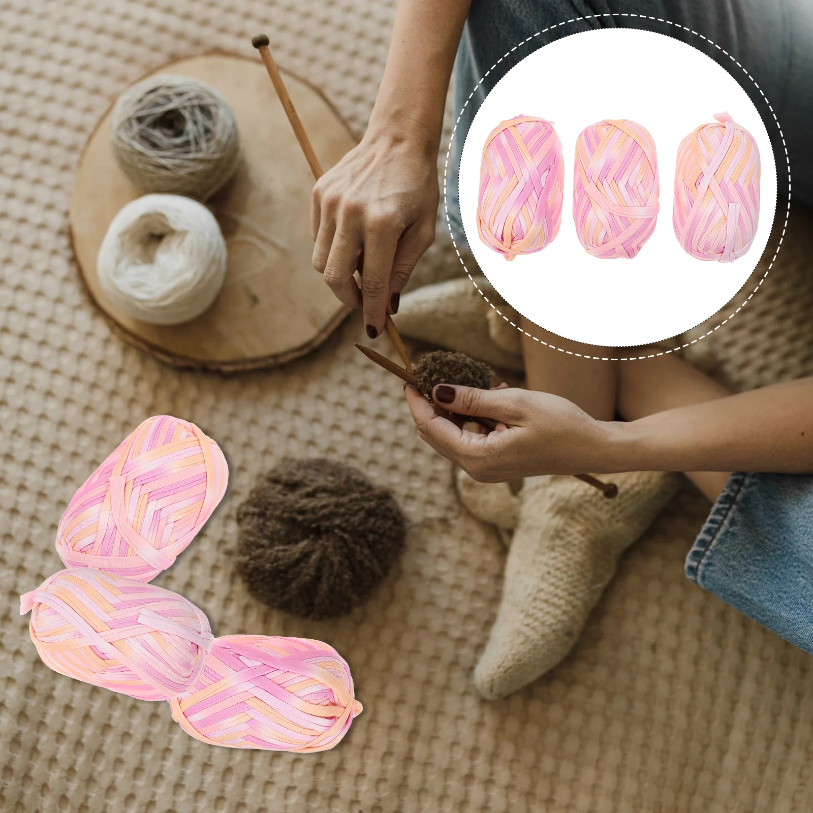 3 حزم مصبوغ غزل الكروشيه تي شيرت النسيج القطن الحياكة غزل النسيج سميكة لينة للقبعات والأوشحة البطانيات Diy بها بنفسك سترة السجاد