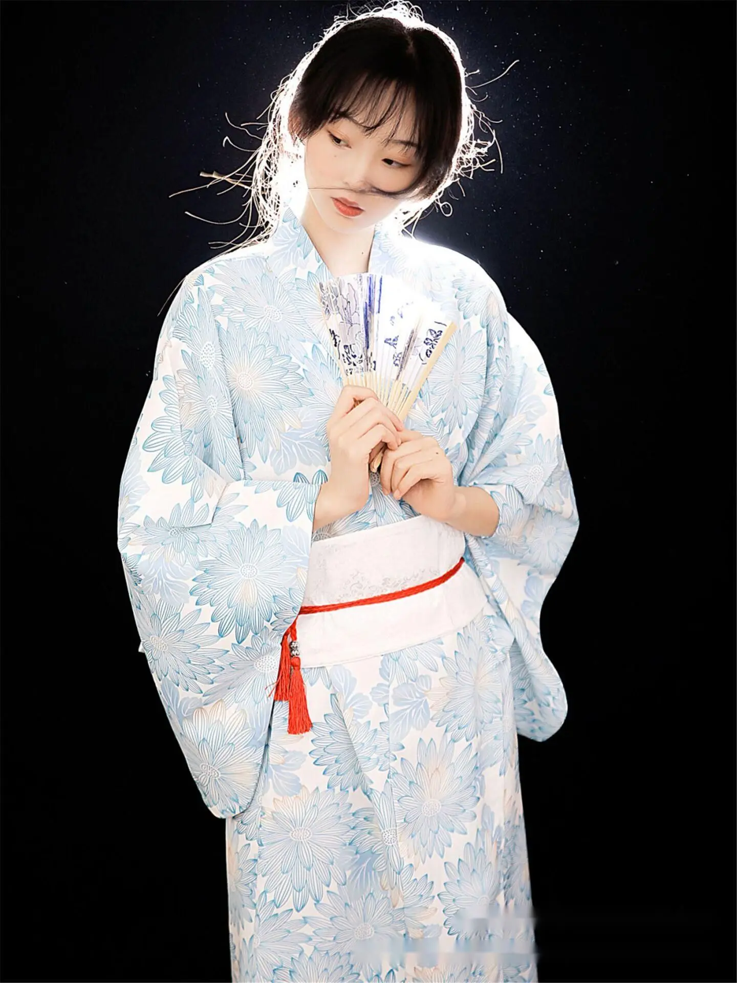 Divine girl kimono, female photo taking costume, traditional dress, improved dress, Japanese camellia kimono