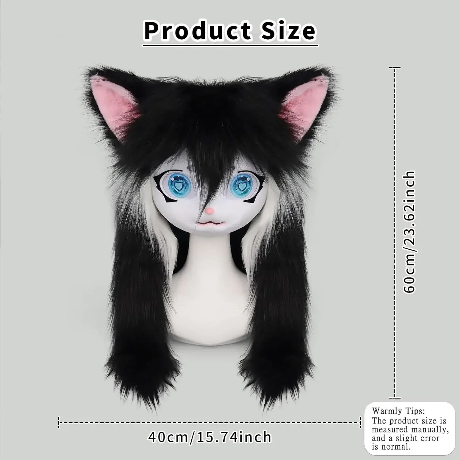 Handmade Fursuit Head Kigurumi Kig Cute Furry Mask Cosplay Paws Tail Comiket Furry Headbase Cat Doll Animal Cosplay Accessories