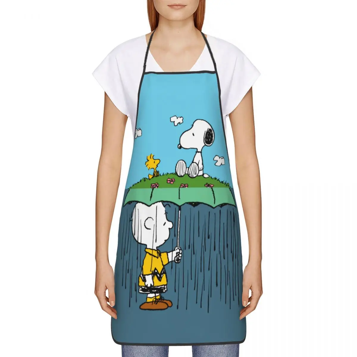 Custom Cute Cartoon Snoopy grembiule donna uomo Unisex bavaglino cucina cucina Tablier cucina Chef pittura