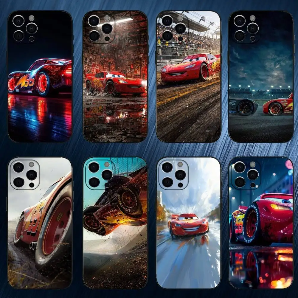 

Movie L-Lightning Mc-MCQueenS-S Phone Case For iPhone 17,16,15,14,13,12,11 Plus,Pro Max, Black Silicone Cover