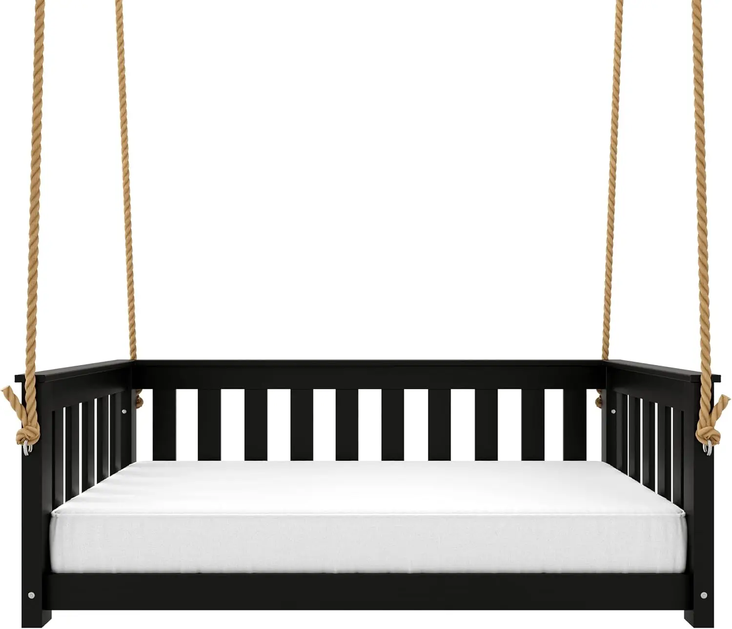 

Beckett Heavy Duty Poly Daybed Swing in Black, Crib Size - Composite HDPE Porch Swing Bed Made from Recycled Plastic