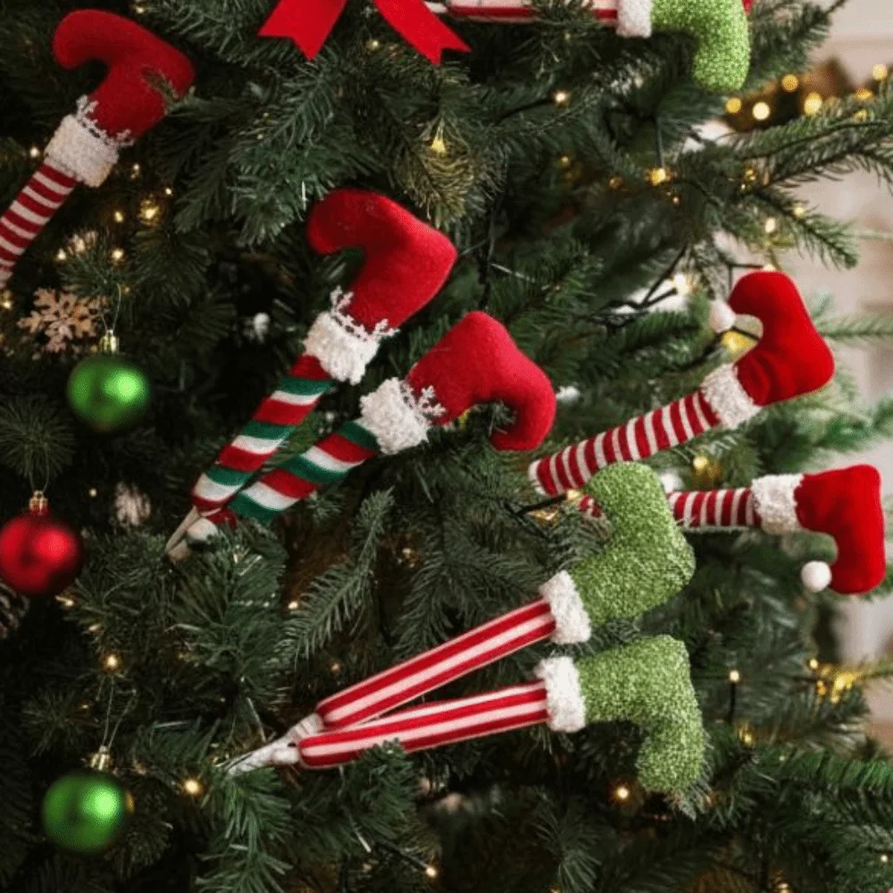 

38cm Christmas Elf Legs Pendants Artificial Leg Funny Elf Legs Hanging Ornaments Realistic Handmade Elf Legs Decorations