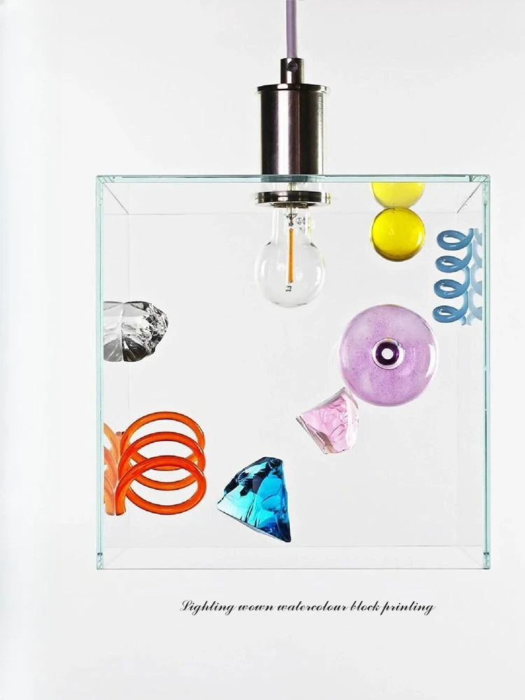 Glass small chandelier bedside entrance bedroom simple fishing line lamp