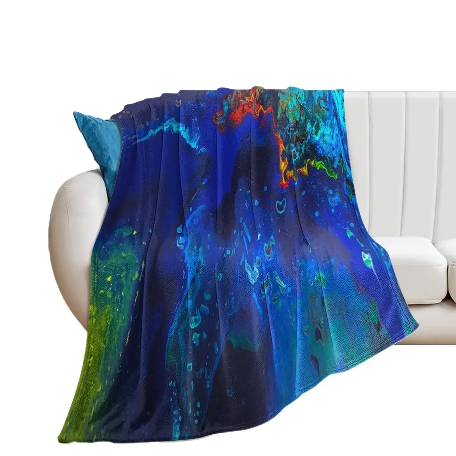 

Beach Fantasy Acrylic Pouring in Blue Throw Blanket Designers Luxury anime Luxury Brand Blankets