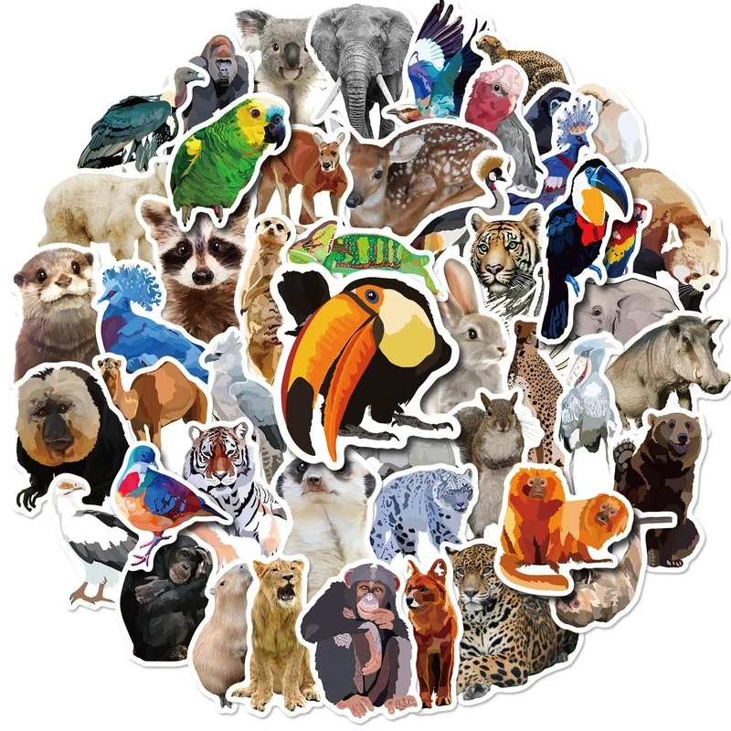 10/25/50pcs Rainforest Jungle Animal Stickers for Wall Decals Zoo Laptop Water Bottle Scrapbooking Luggage phone laptop helmet