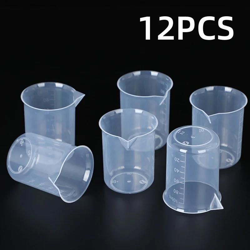 100ml Measuring Cup Transparent Scale Plastic Measuring Cup Lab Chemical Measuring Cup Without Handle Kitchen Bar Supplies