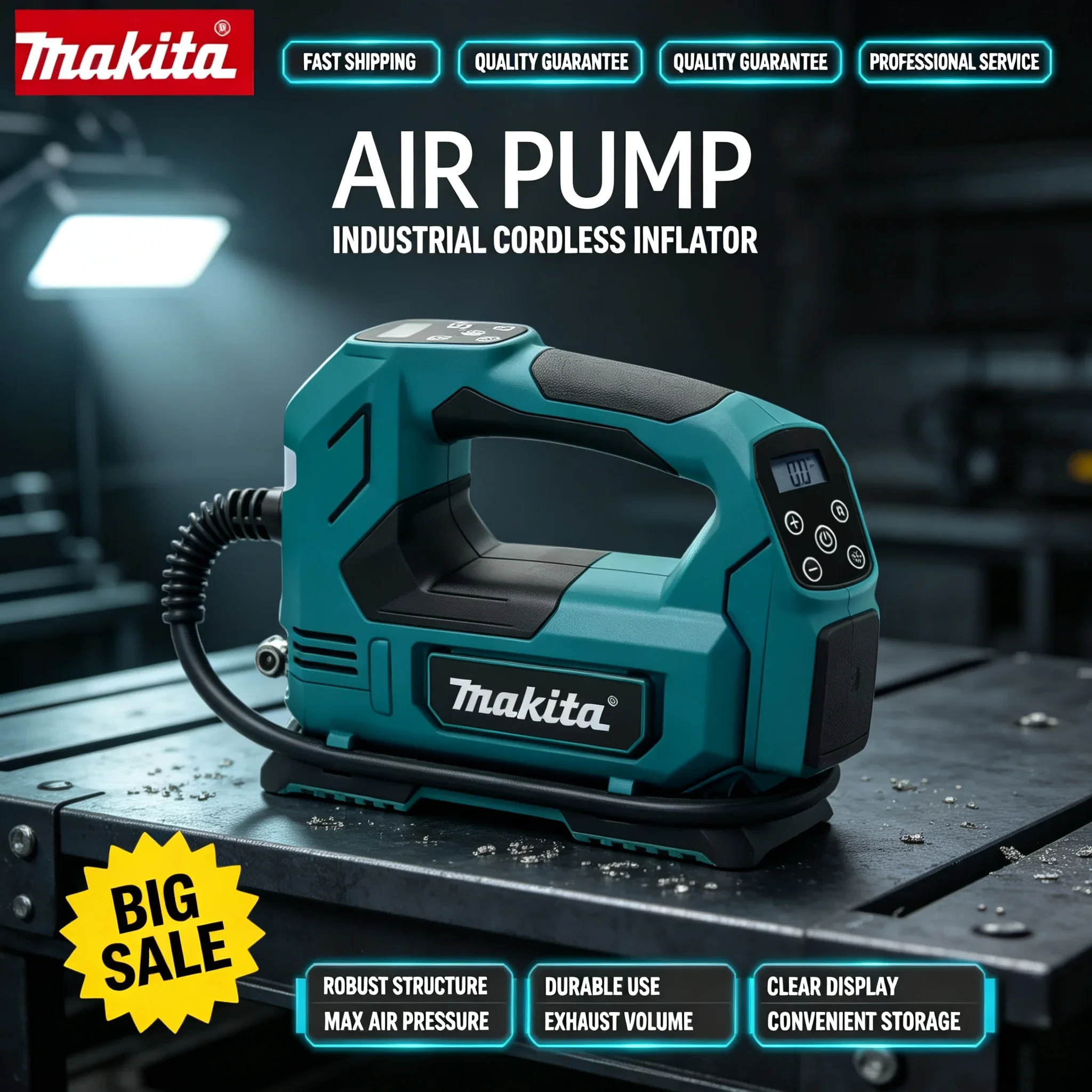 gonfleur-de-pneus-portable-sans-fil-makita-pompe-a-air-electrique-portative-compresseur-d'air-fonctionne-avec-une-batterie-18v-pour-pneus-de-voiture-de-velo-et-ballons