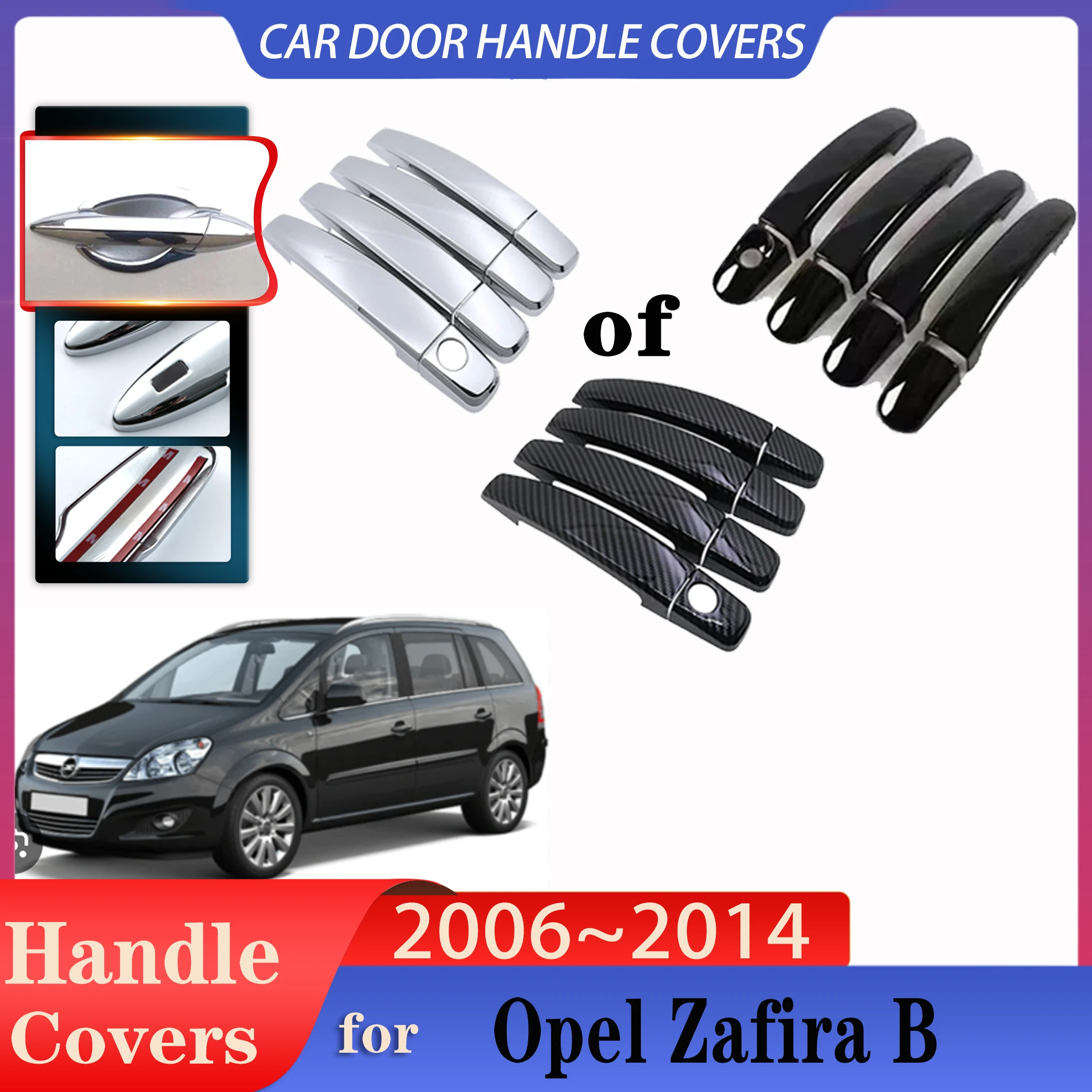 

For Chevrolet Vauxhall Opel Zafira B Family 2006~2014 Car Door Handles Covers Exterior Scratch Protective Decor Car Accessories