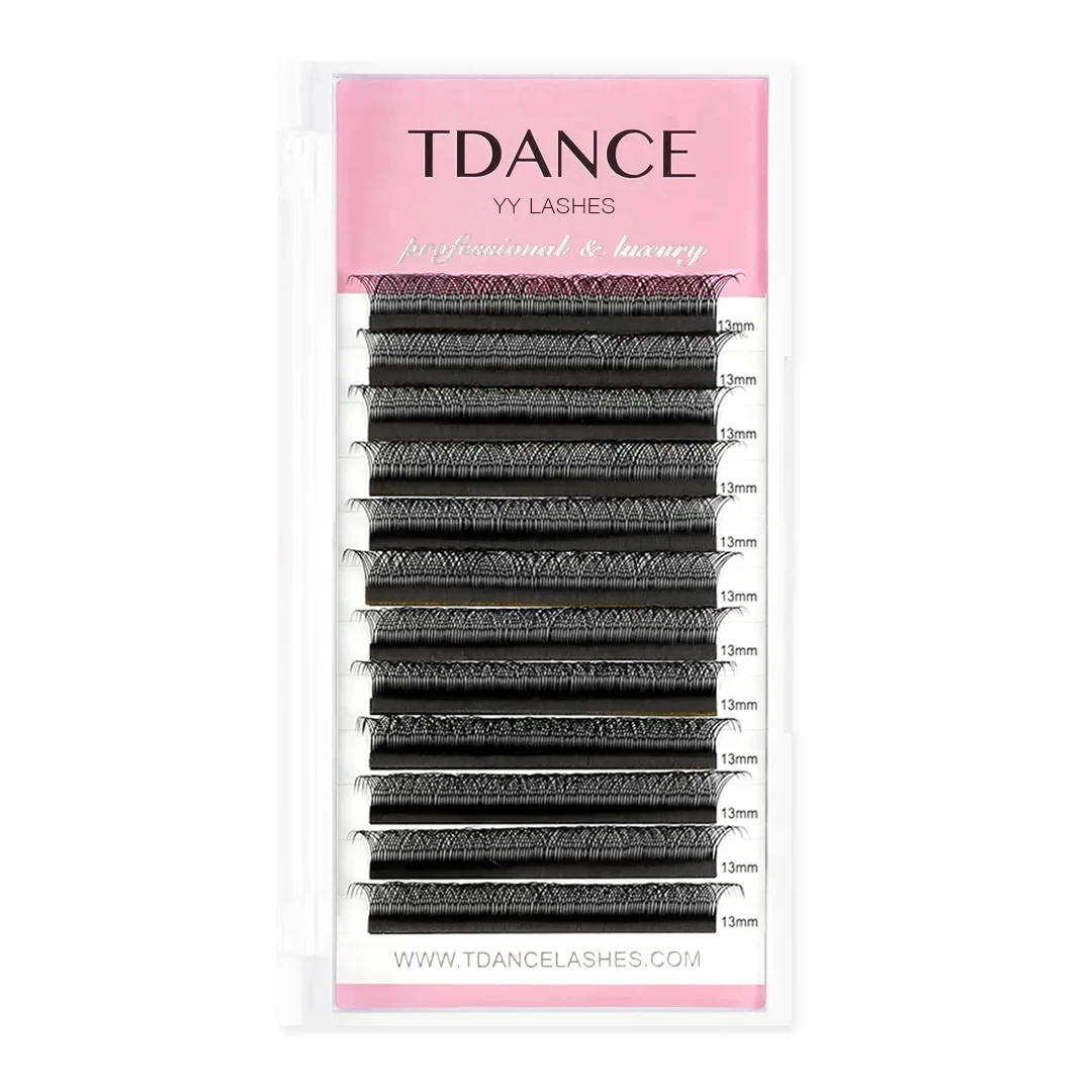 TDANCE 8-15MIX YY Shape tejido a mano Premium visón suave ligero pestañas naturales extensión maquillaje malla red Cruz pestañas postizas