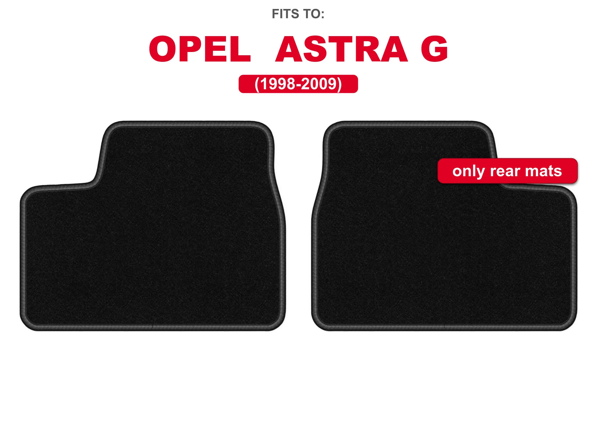 Velour tapijten achterin voor: Opel Astra G 1998-2009 cabriolet, coupé, Bertone