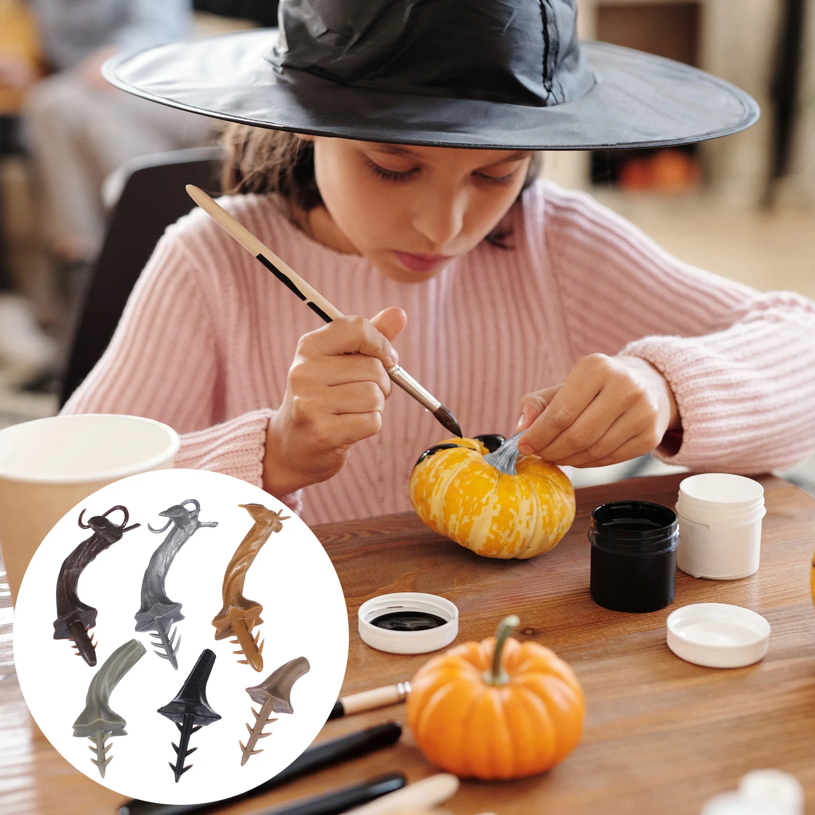 

24 Pcs Plastic Pumpkin Handle Accessory Harvest Lanterns Stem DIY Halloween Decor Thanksgiving