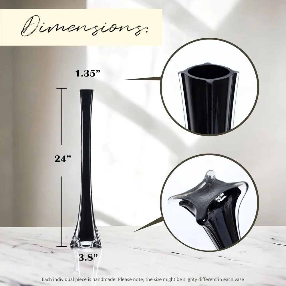 عبوة مكونة من 12 قطعة مركزية لمزهريات برج ايفل للزهور وحفلات الزفاف والديكور. (24 بوصة، أسود)