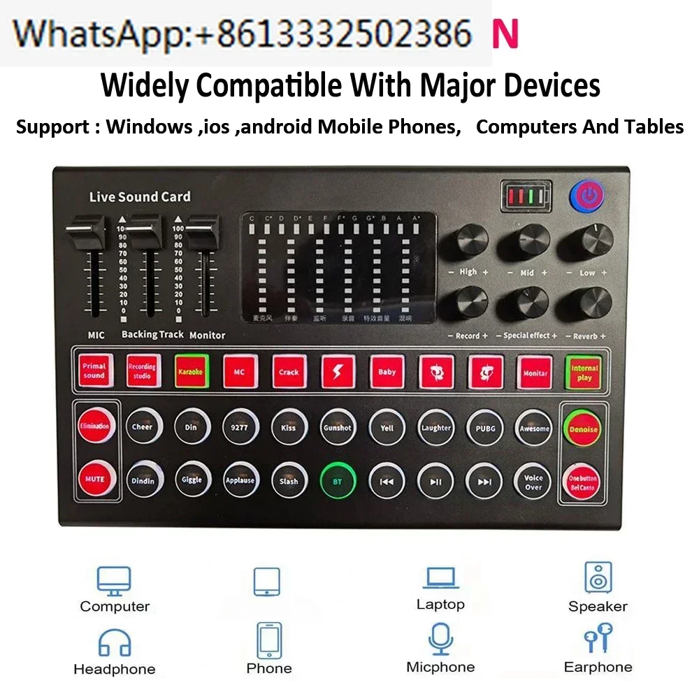 

Звуковая карта M9, аудиоинтерфейс Type-c, микшер V9plus, студийная запись, телефон, ПК, караоке, прямая трансляция, внешняя USB-аудиокарта