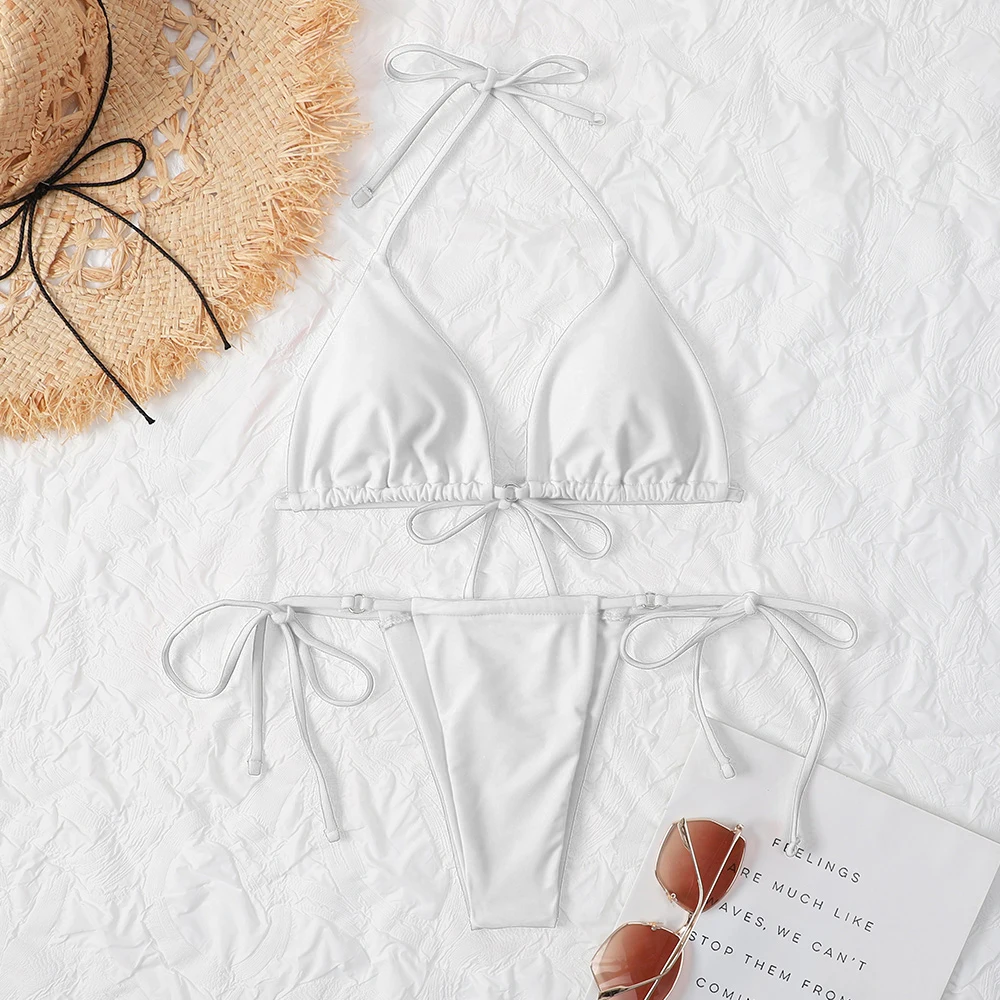 Traje de bikini de vendaje sexy para mujer, traje de baño de vendaje brasileño, traje de baño de realce de playa, traje de baño con cordones,