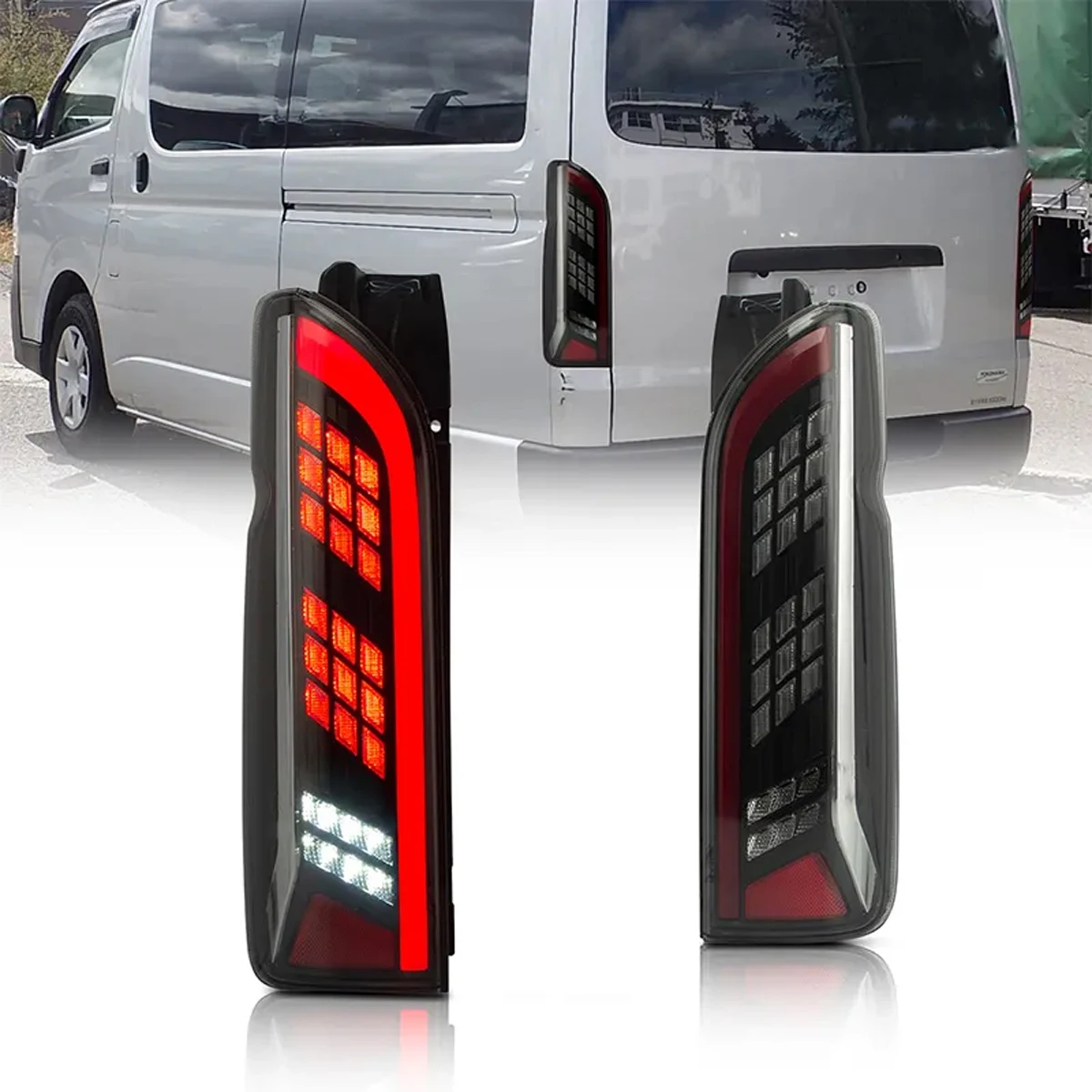 Car Accessories LED Tail Lights Assembly For 2005-2018 Toyota Hiace Rear Tail Lamps DRL Turn Signal Brake Lamp