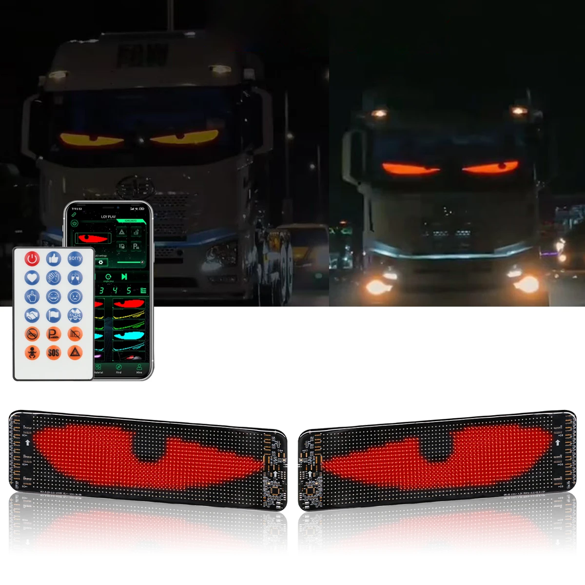 

LED Soft Screen Light Car Truck Dynamic Devil Eye Led Matrix Panel Light DIY Programmable Bluetooth App Control Ambient Light